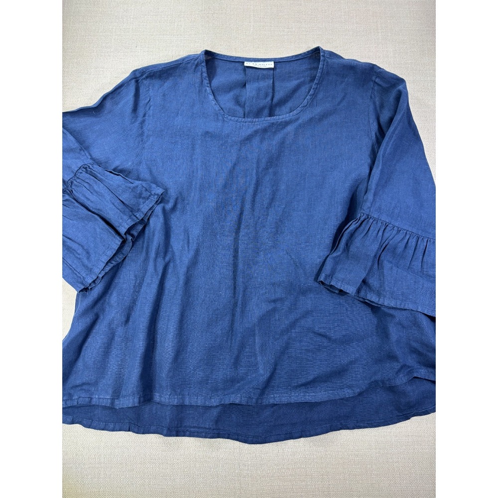 Bryn Walker Women's Relaxed Lagenlook Fit Blue Short Bamboo Top XXL